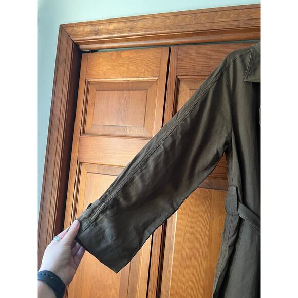 NWT Madewell Women's Belted Trench Coat in Drapey Twill Dark Olive Size XXL - Picture 6 of 16